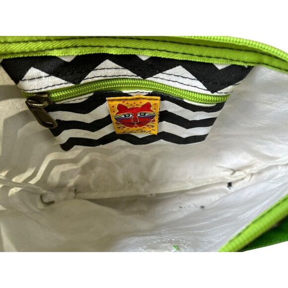 Laurel Burch Colorful Beaded Kitty Cat Crossbody Bag Zip Exterior Pockets - Picture 8 of 9
